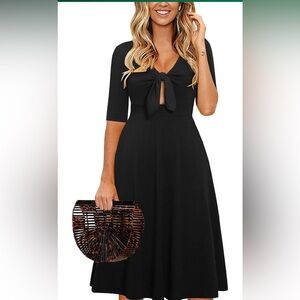 Tie Front Dresses for Women,Elegant V-Neck